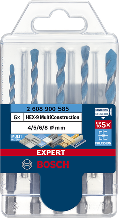 Bosch EXPERT HEX-9 MultiConstruction 钻头套装 4/5/6/8 毫米。.