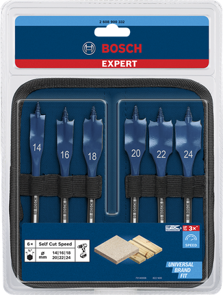 BoschExpert Self Cut Speed 铲形钻头套装 14–24 毫米.