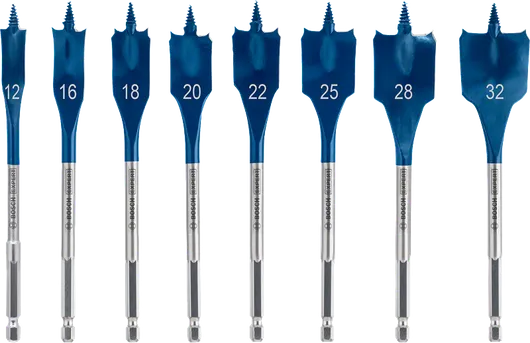 Bosch平钻头套装，尺寸为 12 至 32 毫米。.