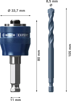 Bosch EXPERT Power Change Plus 孔锯系统心轴和 TCT 钻头 8.5 毫米。.