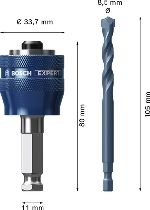 Bosch EXPERT Power Change Plus 孔锯系统心轴和 TCT 钻头 8.5 毫米。.