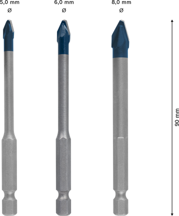 Bosch EXPERT 硬陶瓷 HEX-9 钻头套装，3 件。