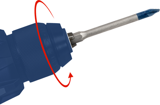 钻夹头旋转以固定螺丝刀头。.