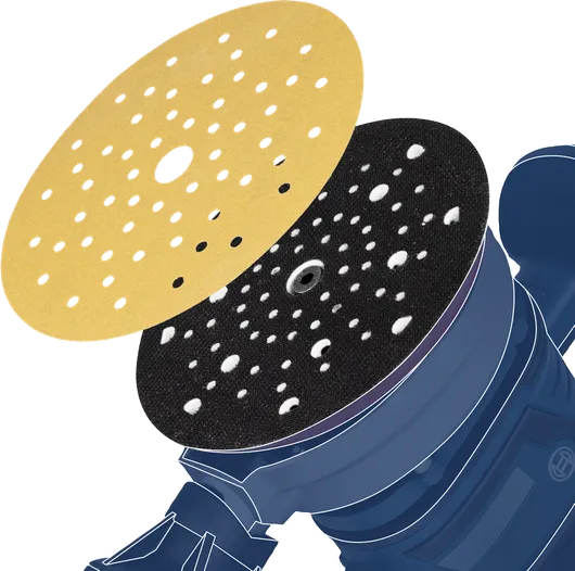 将砂磨盘对准圆形电动工具垫。.