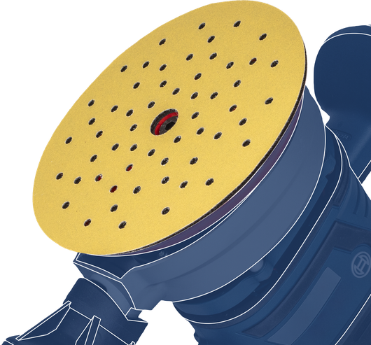 配有穿孔砂磨盘的电动轨道砂磨机。.