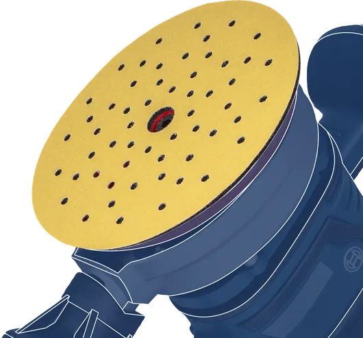 配有穿孔砂磨盘的电动轨道砂磨机。.