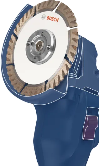 安装在电动工具上的金刚石锯片，用于切割硬质材料。