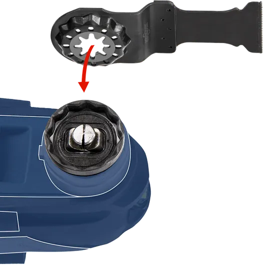 振动工具附件正在对准以便安装到工具头上。.