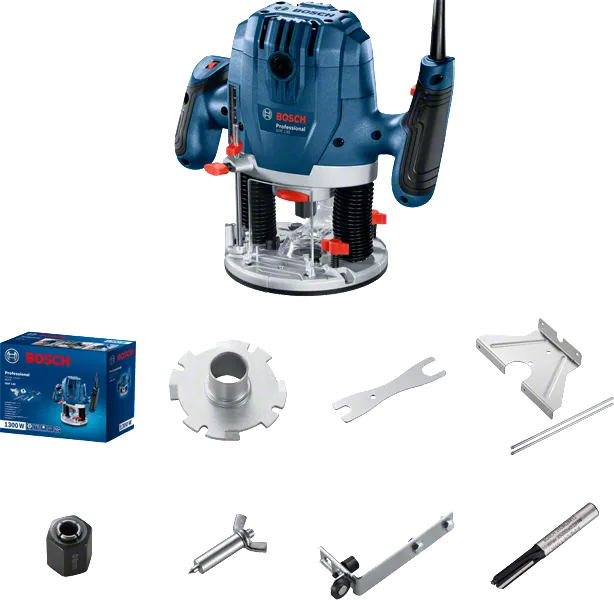 BoschGOF 130 插入式路由器及其配件。.