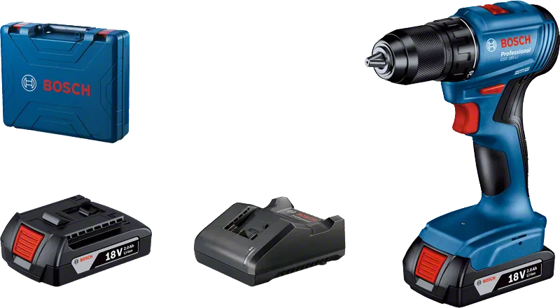 BoschGSR 185-LI 无绳电钻套装，配备 18V 电池。.