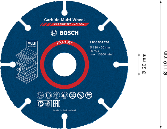 Bosch EXPERT 多材料硬质合金切割片，110 毫米。