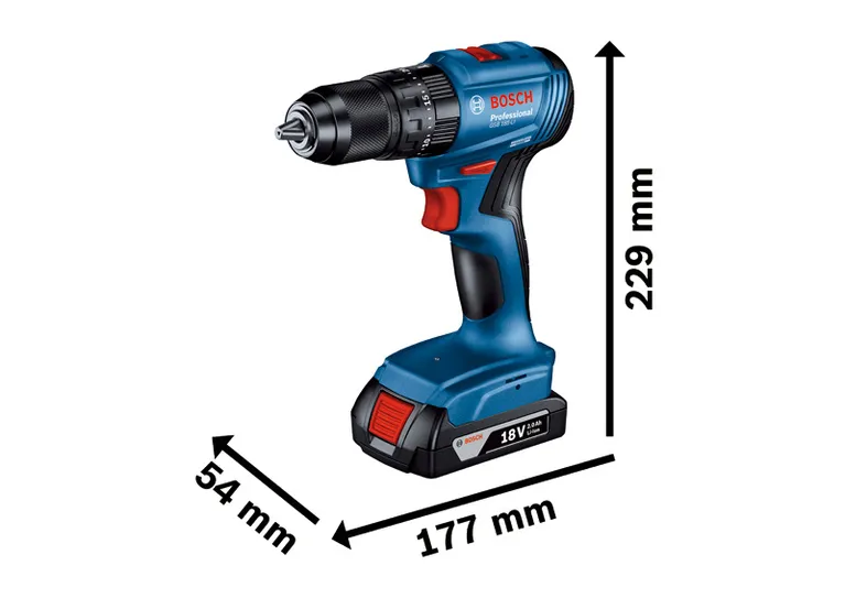 Bosch GSB 185-LI 无绳电钻，尺寸 18V 2.0Ah。.