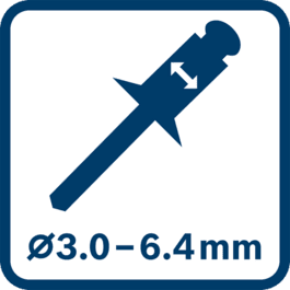  铆钉管径3.0 – 6.4 mm