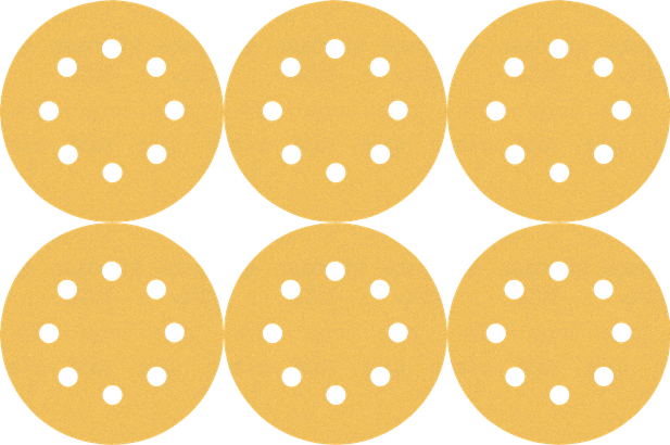 Bosch砂磨盘套装，带有 8 孔图案。.