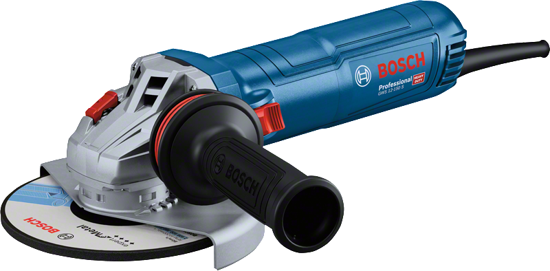 BoschGWS 12-150 S 角磨机配有符合人体工程学的手柄。.