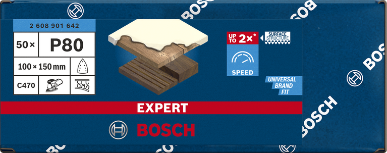 BoschEXPERT C470 砂纸 100×150 毫米 G80 50 片.