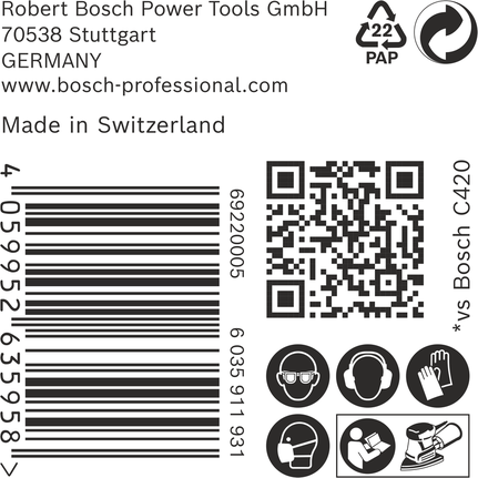 Bosch EXPERT C470 砂纸 100×150 毫米 G 240。.