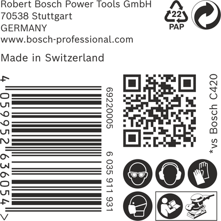 BoschC470砂纸包装标签。.