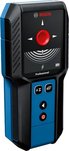 Bosch GMS 120-27 探测器可探测金属和带电电缆。.