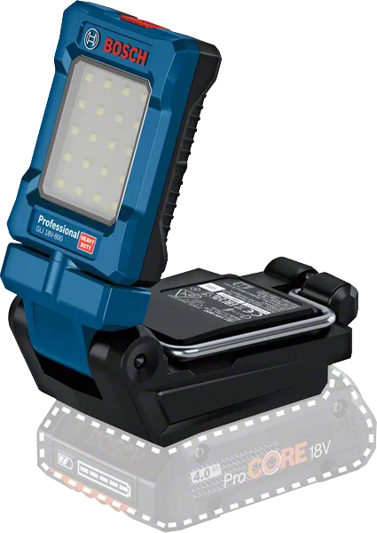 带 LED 面板的Bosch GLI 18V-800 无绳工作灯。.