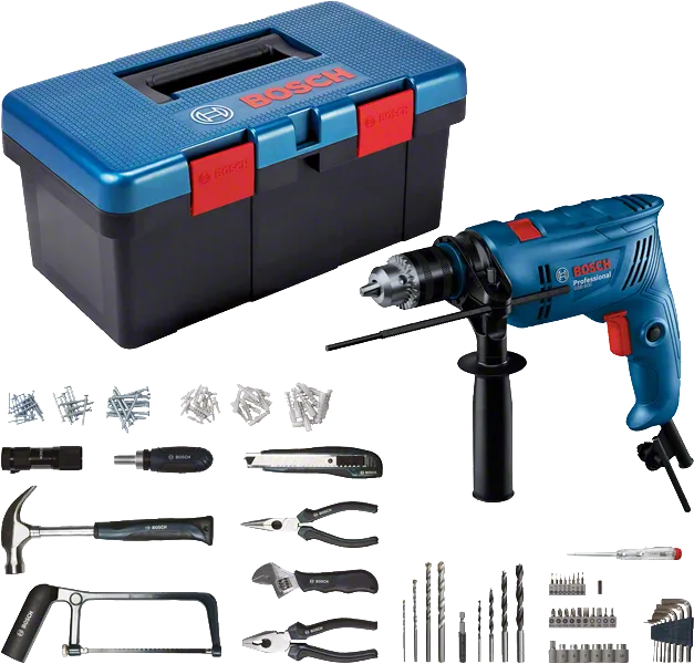BoschGSB 600 钻头套装，配有工具箱和配件。.