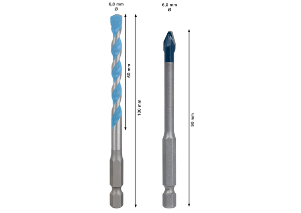 BoschHEX-9 钻头套装 6 毫米，适用于硬陶瓷和多种建筑结构。.