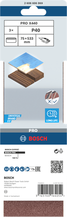 BoschPRO X440 砂带 75x533 毫米 G40 3 件装。