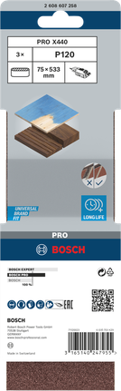 BoschPRO X440 砂带 75x533 毫米 G120 3 件装。