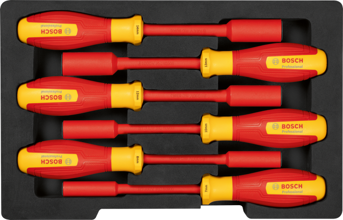 BoschVDE 套筒扳手套装 6 件，适用于电气工作。