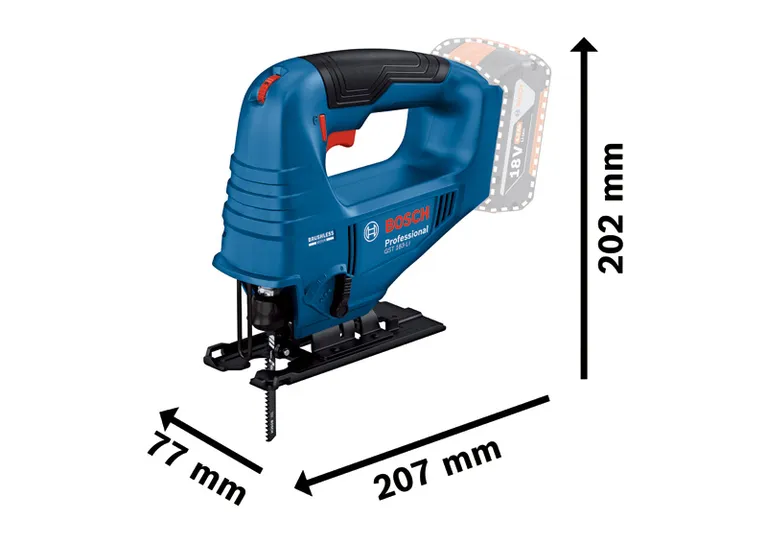 BoschGST 183-LI 无绳曲线锯，尺寸紧凑。.