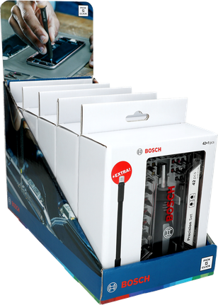 Bosch42 件套精密螺丝刀头套装展示。