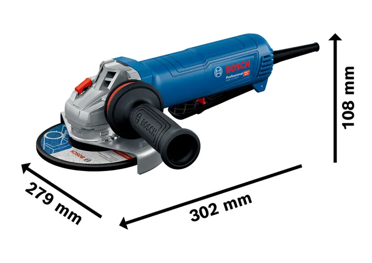 BoschGWS 12-150 P 角磨机配有符合人体工程学的手柄。.