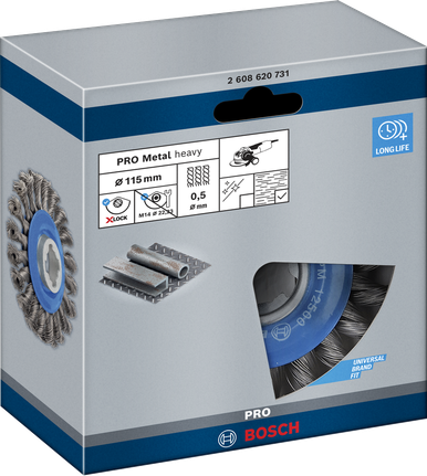 Bosch PRO Metal 重型 X-Lock 钢丝轮 115×0.5 毫米。.