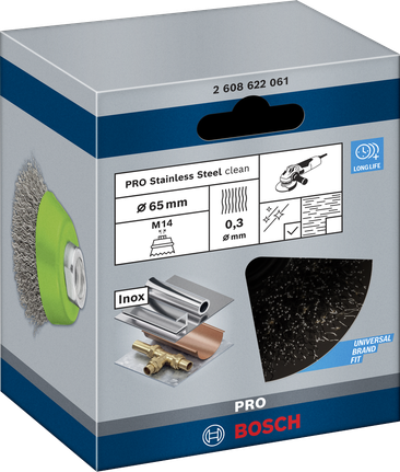 Bosch PRO 不锈钢杯刷 65×0.3 毫米。.