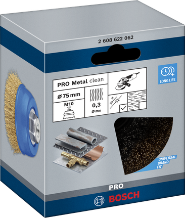 BoschPRO 金属清洁杯刷 75 毫米，适用于角磨机。