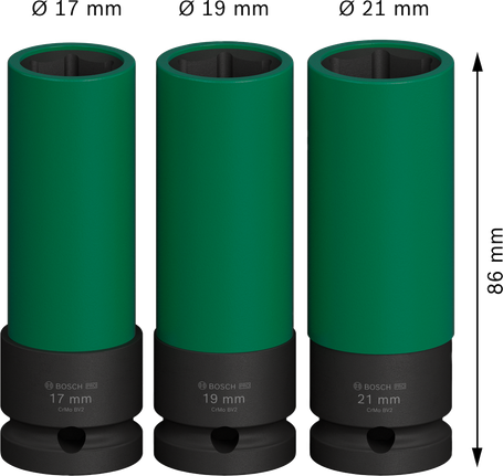 Bosch PRO 冲击套筒套装超深 1/2" 3 件。.