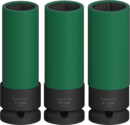 Bosch PRO 冲击套筒套装超深 17、19、21 毫米。.