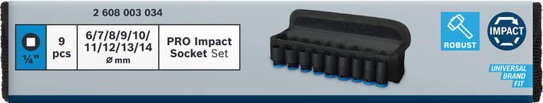 BoschPRO 冲击套筒组 1/4″ 9 件套.