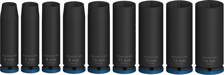 Bosch PRO 冲击套筒组 1/4 英寸深 9 件。.