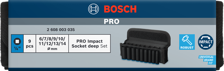 BoschPRO 冲击套筒组 1/4 英寸深 9 件套.
