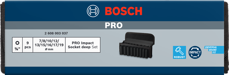 BoschPRO 冲击套筒组套 3/8 英寸深 9 件套.
