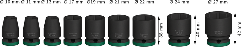 Bosch PRO 冲击套筒套装 1/2 英寸 9 件标准。.