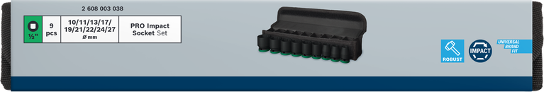 BoschPRO 冲击套筒组 1/2″ 9 件套.
