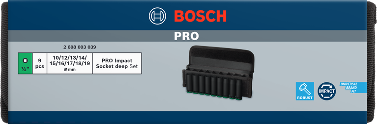 BoschPRO 冲击套筒组 1/2 英寸深 9 件套.