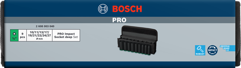 BoschPRO 冲击套筒组 1/2 英寸深 9 件套.