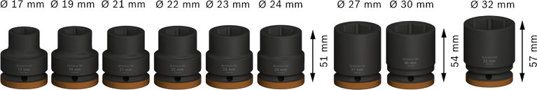 Bosch PRO 冲击套筒套装 3/4 英寸，9 件各种尺寸。.