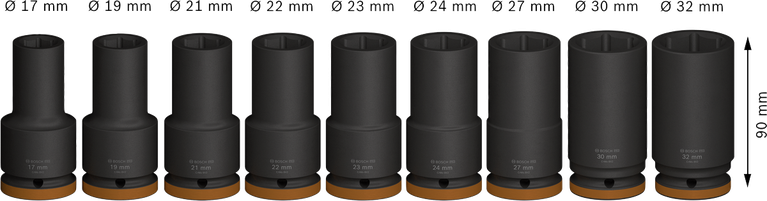 Bosch PRO 冲击套筒组 3/4 英寸深 9 件。.