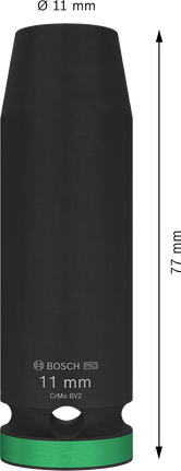 Bosch PRO 冲击套筒 1/2"，深 11 毫米，长 77 毫米。.