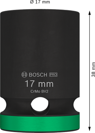 BoschPRO 冲击套筒 1/2 英寸 17 毫米，适用于扳手.