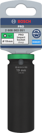 BoschPRO 冲击套筒 1/2 英寸，19 毫米深.